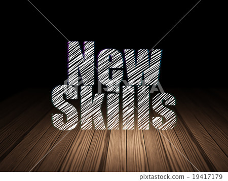 Education concept: New Skills in grunge dark room Education concept: New Skills in grunge dark room 19417179