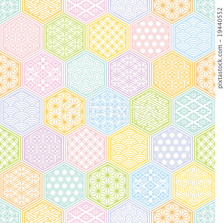 Tortoiseshell pattern colorful Japanese style 19440552