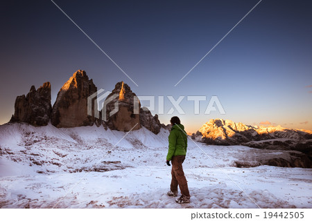 Drei Zinnen and Female hiker  19442505