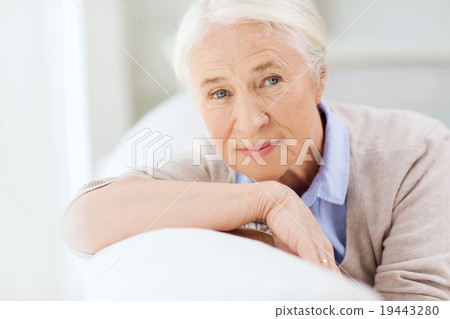 happy senior woman face at home happy senior woman face at home 19443280