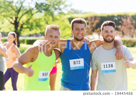 happy friends with racing badge numbers 19445488