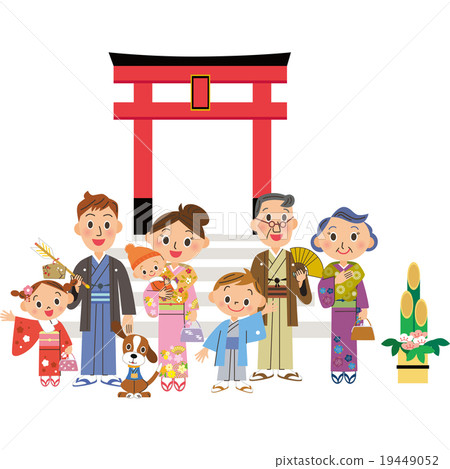 Three Generation Families to New Year 's Shrine 19449052