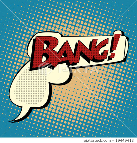 Comic bubble silhouette gun shot Bang 19449418