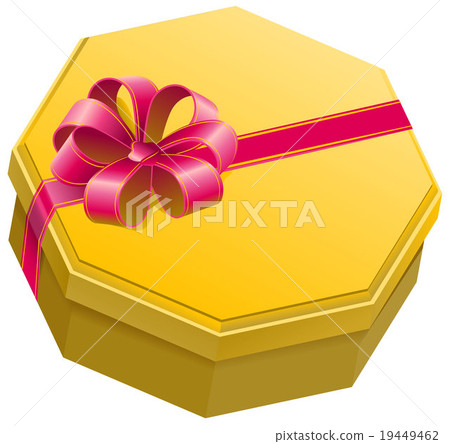 Yellow gift box with ribbon and bow Yellow gift box with ribbon and bow 19449462