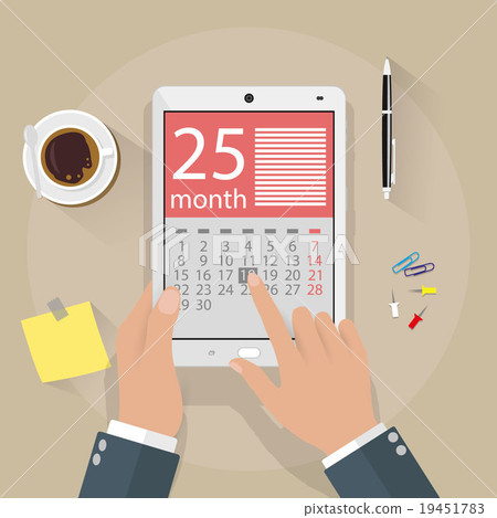 Hands with tablet pc calendar application 19451783