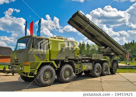 Jet system of volley fire on truck. Russia Jet system of volley fire on truck. Russia 19453425