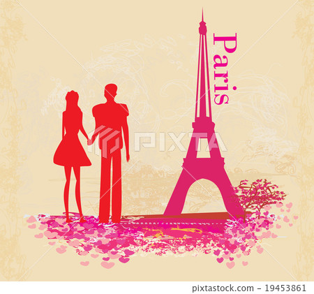 Romantic couple in Paris - abstract card Romantic couple in Paris - abstract card 19453861