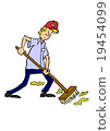 Man sweeping with broom 19454099