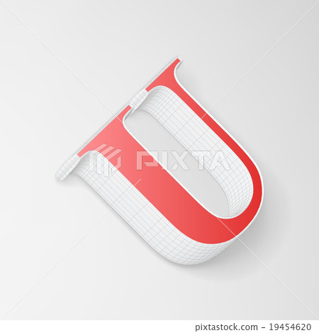 Alphabet collection: wireframe of 3d character U 19454620