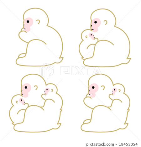 Monkey illustration yearly parent and child set Monkey illustration yearly parent and child set 19455054