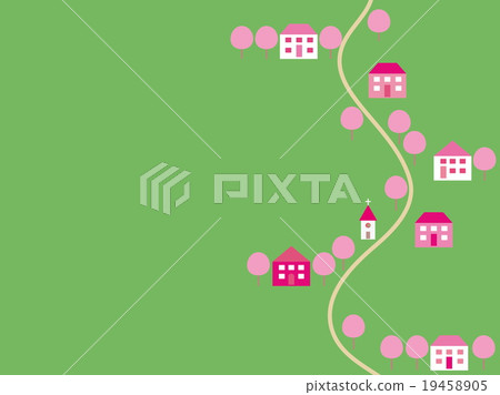 Spring landscape cherry tree - Stock Illustration [19458905] - PIXTA