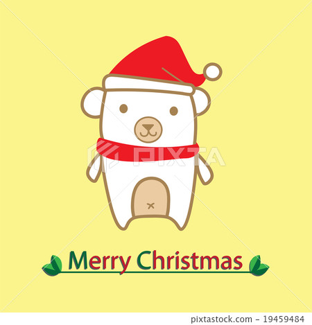 Polar bear wear santa claus hat for Christmas. Polar bear wear santa claus hat for Christmas. 19459484