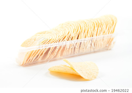 Potato chips on white background 19462022