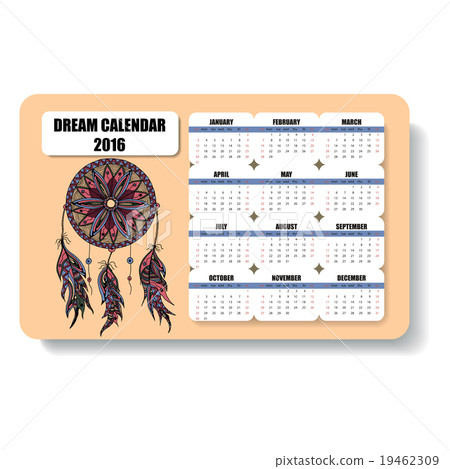 color horizontal calendar of dream catcher with color horizontal calendar of dream catcher with 19462309