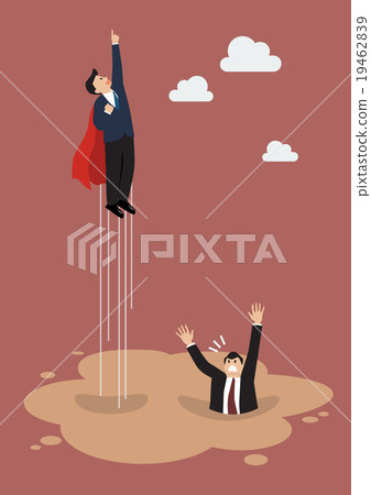 Superhero get away from puddle of quicksand 19462839