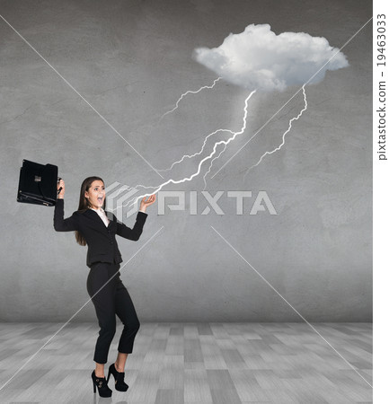 Thunderstorm strikes to businesswoman Thunderstorm strikes to businesswoman 19463033