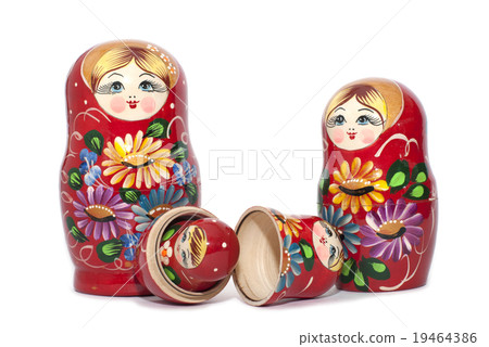 Russian doll matreshka isolated 19464386
