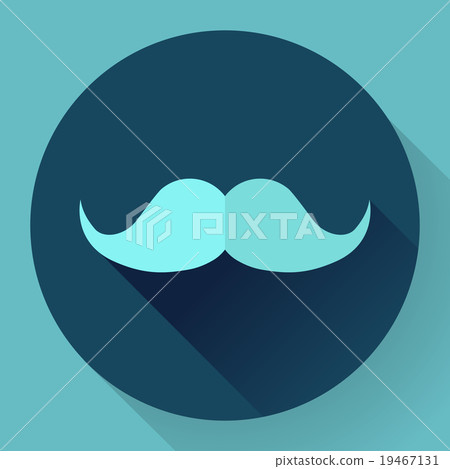 Facial hair mustache flat icon for apps and 19467131