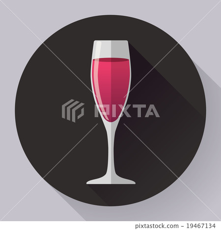 Vector icon - glass of pink wine. Flat designed 19467134