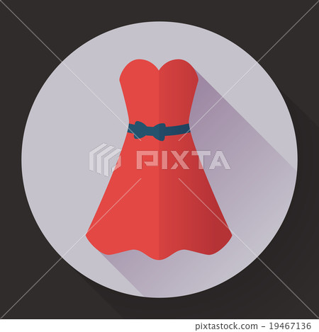 Red dress - classic fashion. Icon in the flat 19467136