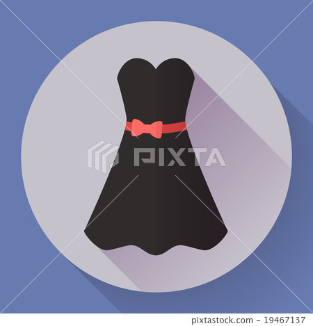 Black dress - classic fashion. Icon in the flat 19467137