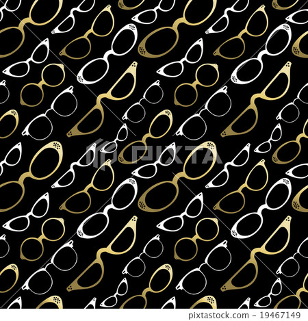 Hipster glasses seamless pattern gold icon Hipster glasses seamless pattern gold icon 19467149