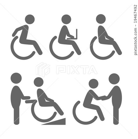 Disability People Pictograms Flat Icons Isolated - Stock Illustration ...