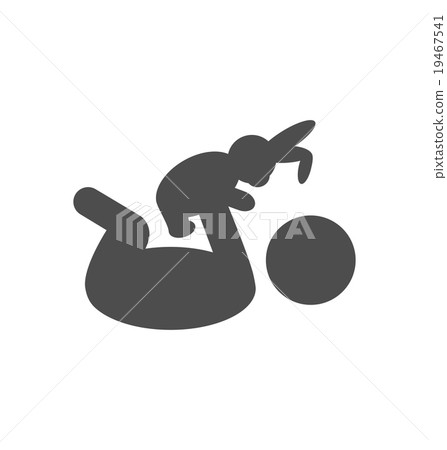Baby plays with toy rabbit pictogram flat icon 19467541