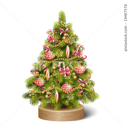 Festive Decoration Christmas Tree Pine On Wooden 19467578