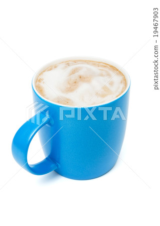 blue cup with a cappuccino 19467903