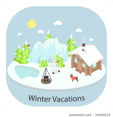 Winter landscape background with house 19468629