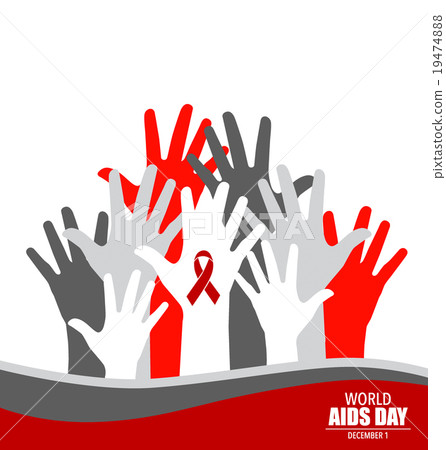 Stop AIDS: Hand with ribbon. Vector illustration. Stop AIDS: Hand with ribbon. Vector illustration. 19474888