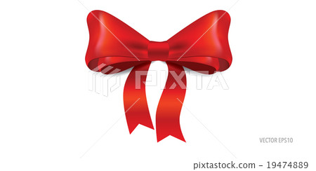 Gift bow and shiny red ribbon on white background with copy spac Gift bow and shiny red ribbon on white background with copy spac 19474889