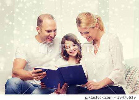 happy family with book at home happy family with book at home 19476639