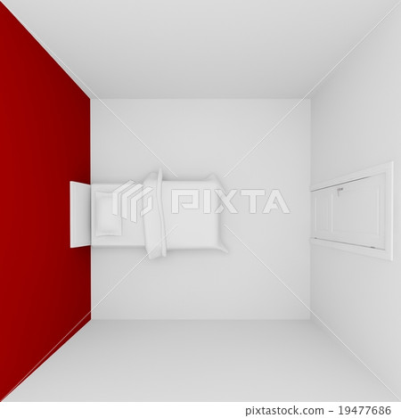 top view of bedroom interior ,3d render  19477686