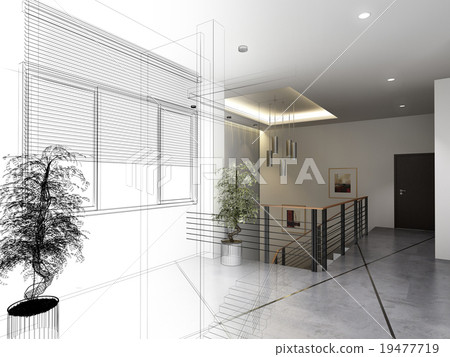 sketch design of interior hall - Stock Illustration [19477719] - PIXTA