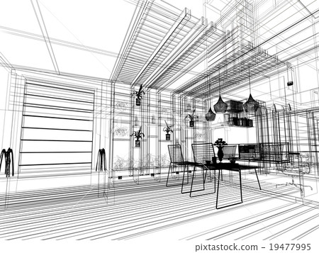 abstract sketch design of interior ,3d 19477995