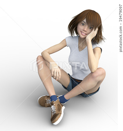 Sporty fashion young woman perming3DCG illustrations material Sporty fashion young woman perming3DCG illustrations material 19479097