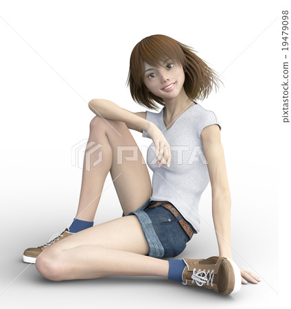 Sporty fashion young woman perming3DCG illustrations material 19479098