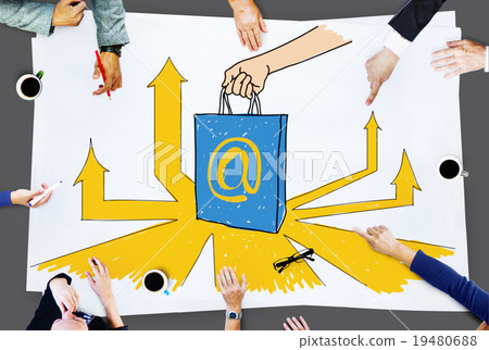 Online Marketing Branding Commerce Advertising Concept 19480688