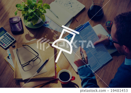 Business Working Thumbtack Pinned Note Office 19481453
