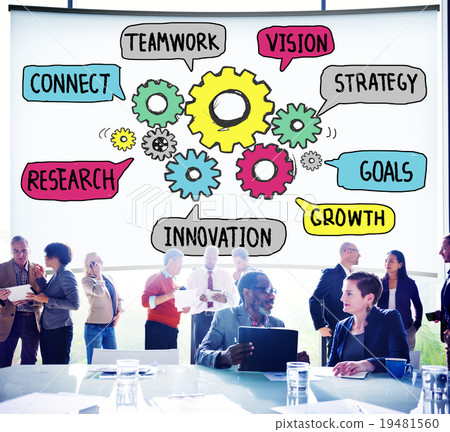 Teamwork Connect Strategy Vision Together Gear... - Stock Photo ...