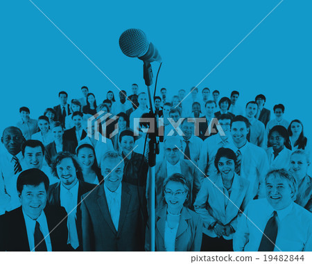 Business People Speech Gathering Microphone Concept 19482844