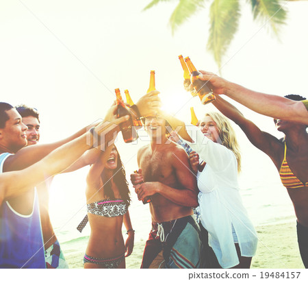 Friends Beach Party Drinks Toast Celebration Concept Friends Beach Party Drinks Toast Celebration Concept 19484157