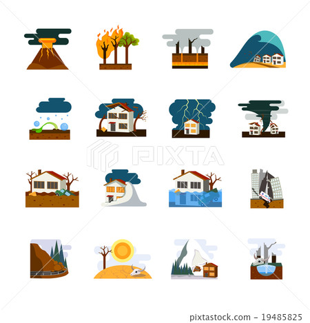 Natural Disaster Flat Icons Set 19485825