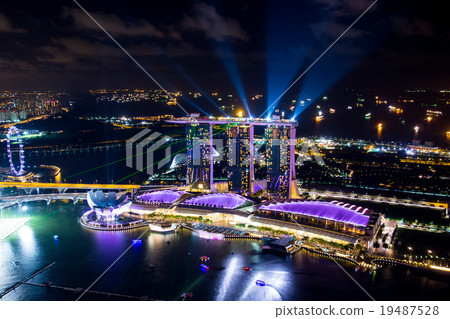 Scenery of Singapore Marina Bay Marina Bay Sands Hotel Night view 19487528