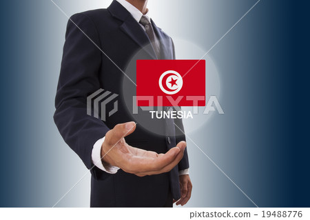 Businessman hand showing Tunesia Flag 19488776