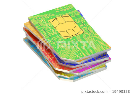 Stack of SIM cards Stack of SIM cards 19490328