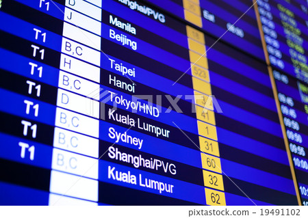 Flight information board in airport. 19491102
