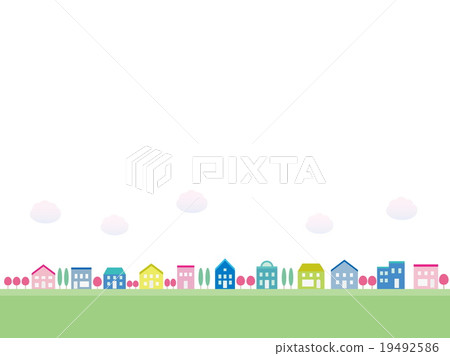 Cityscape Spring cherry tree cloud 19492586